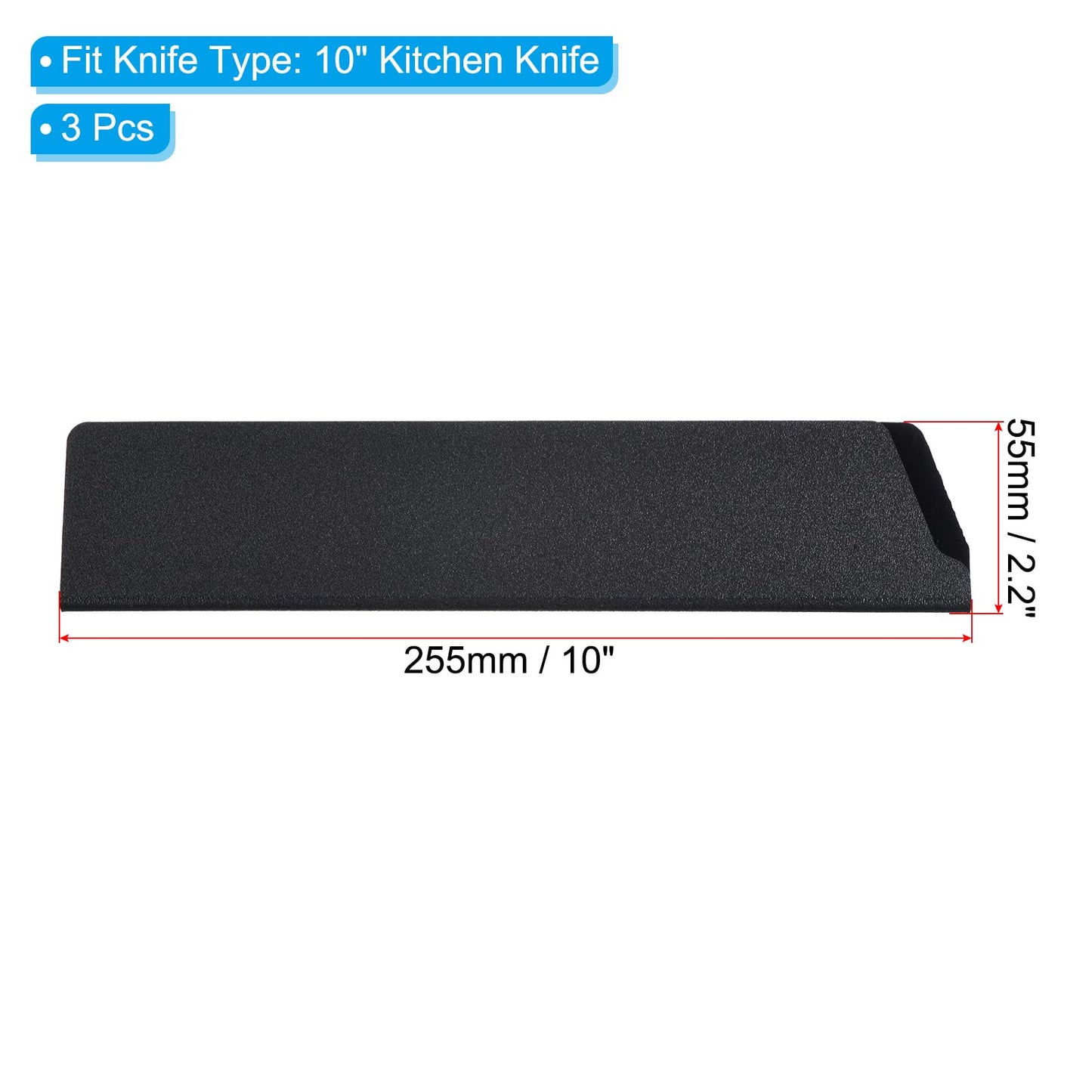 PATIKIL ABS Knife Cover Sleeves for 10" Kitchen Knife, 3 Pack Knives Edge Guard Blade Protector Universal Knife Sheath for Home Kitchen, Black