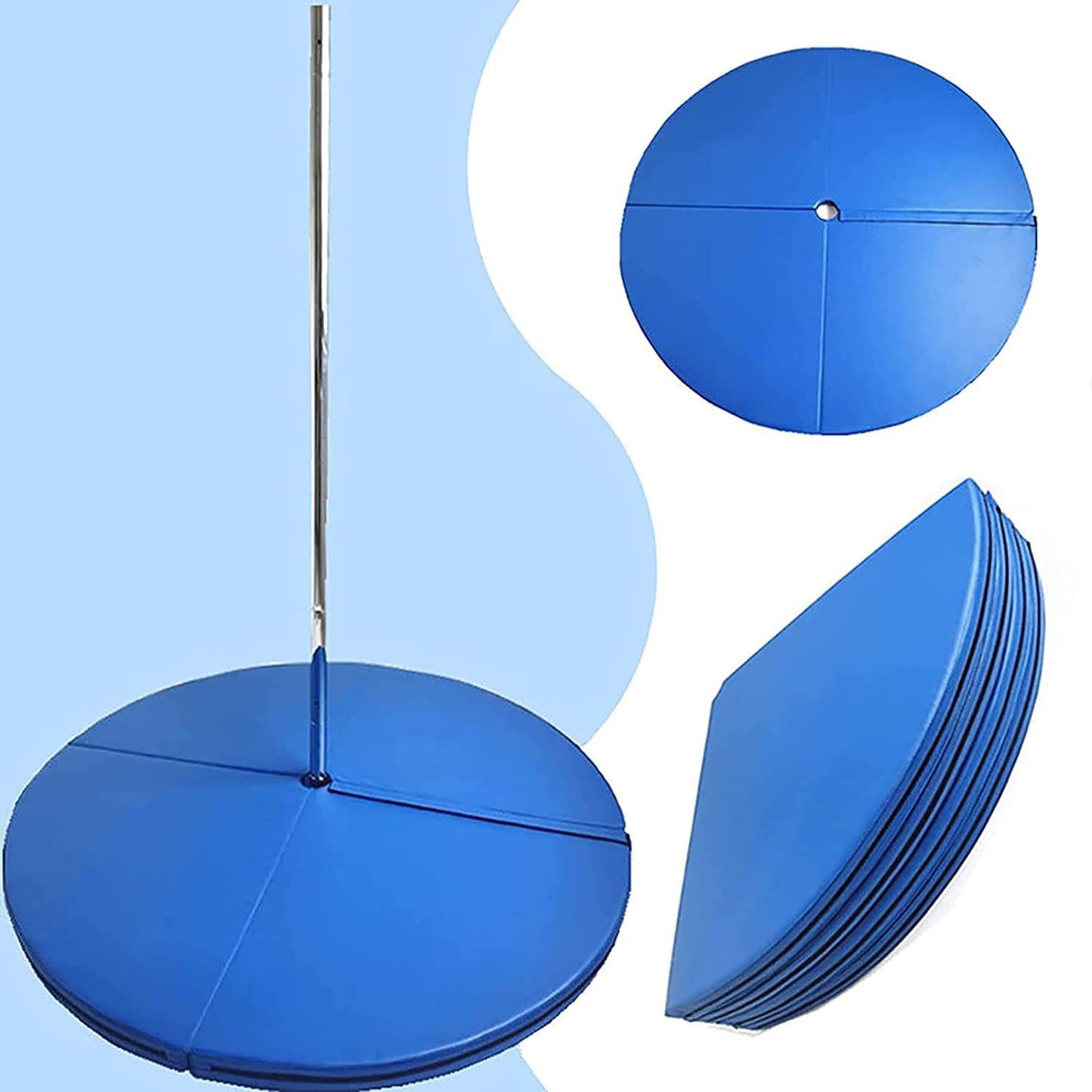 Dxcaicc Pole Dance Mat Portable Folding Round 120cm Fitness Pole Dance Crash Mat Suitable for Beginners Fitness Gymnastics Safety Non-Slip Mat,Blue,Thickness 10cm