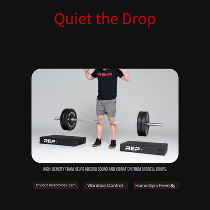 REP Fitness Crash Pads for Deadlifts and Olympic Weightlifting, Pair of High-Density Foam Drop Pads with Vinyl Covers and Nylon Handles, 29.5 x 22.5 x 5 in, Home Gym Floor Protection, Black Floor Pads