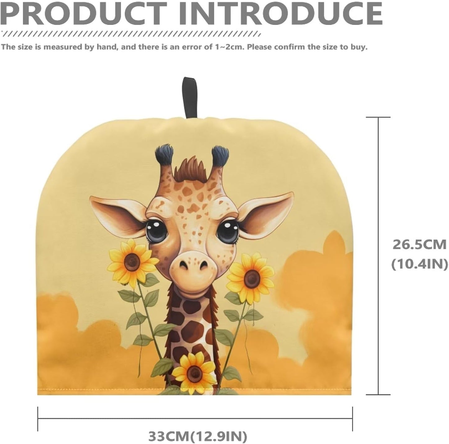 Giraffe Sunflower Print Tea Cozy, Insulated Teapot Cover for Ladies Gift, Decorative Accessory (Yellow)