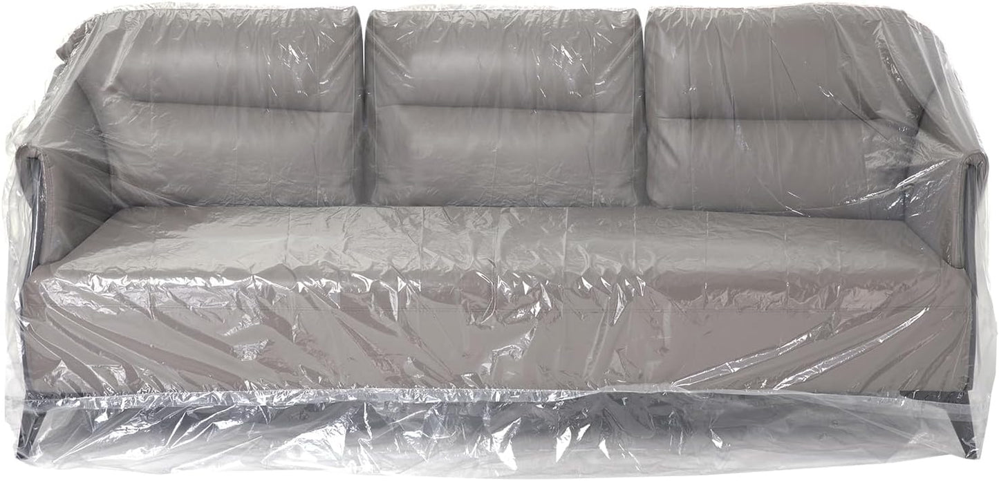 Heavy-Duty Plastic Sofa Couch Cover, Waterproof Clear Furniture Protector for Moving, Dust-Proof Bag 96 x 42 x 62 Inch