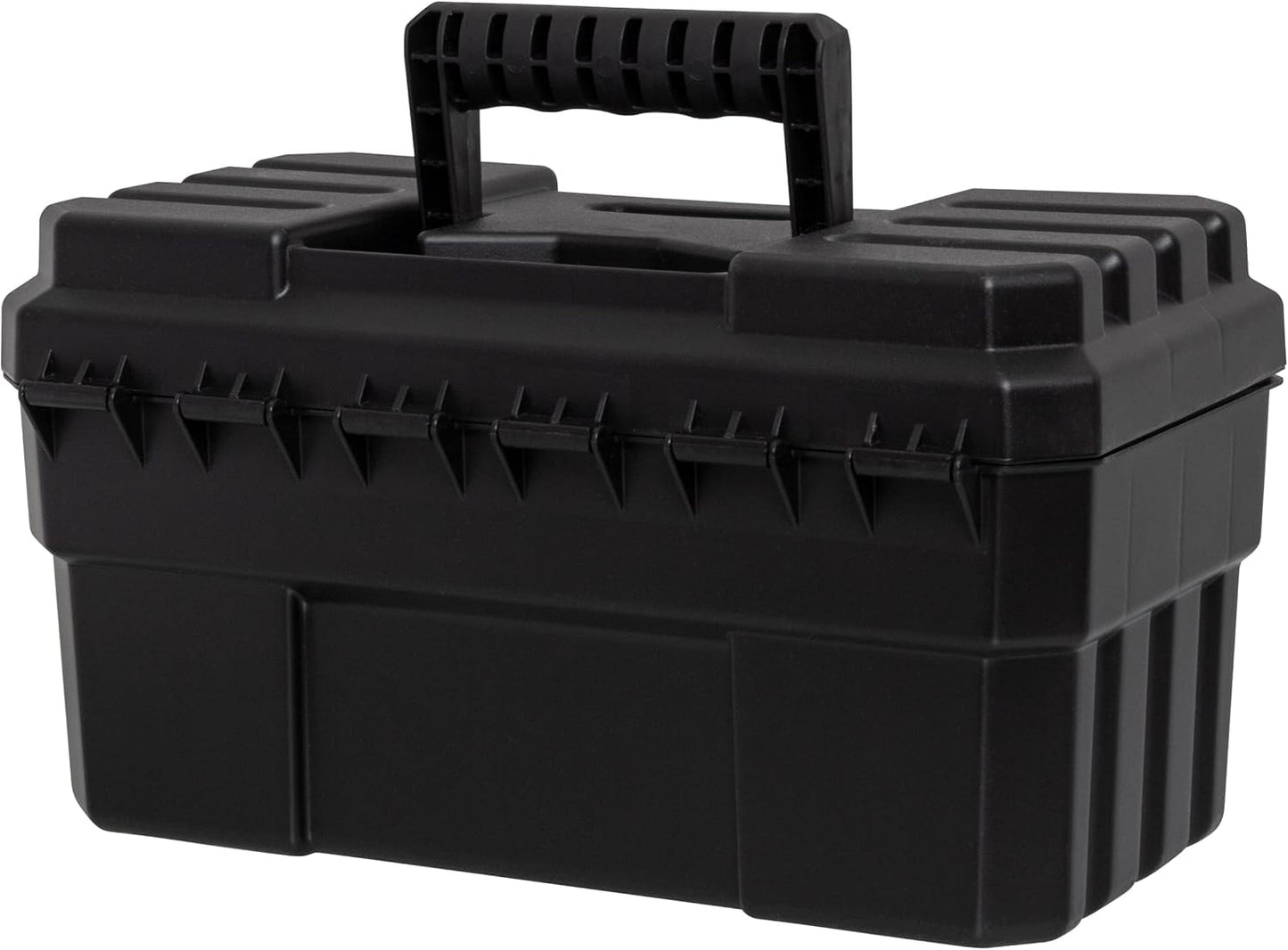 Akro-Mils 14-Inch Plastic Toolbox with Removable Tray, Steel Latch & Padlock Eye, Industrial-Grade Tool Box for Tools, Crafts, First Aid & Hobby Supplies, 14" x 8" x 8", Made in USA, Black (09514)