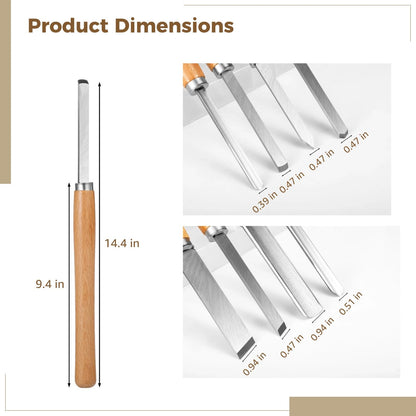 8 Pcs Wood Lathe Tools - Wood Turning Tools for Lathe with Steel Blades, Woodworking Tools for Beginners & Professionals