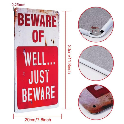 Halloween Decoration Signs Retro Chic Metal Signs for Outdoor Yard Signs or Indoor Halloween Decor Signs-No Trespassing We're Tired of Hiding The Bodies & Beware of Well Just Beware.