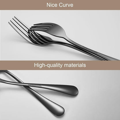 Black forks Food-Grade stainless steel dinner forks 24pcs Dishwasher Safe kitchen forks metal 8inch silverware (8inch dinner forks set (24 Piece))