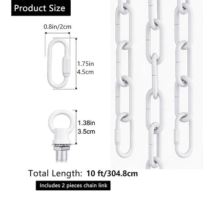 garini 10 Feet White Light Fixture Chain, Adjustable Metal Pendant Chandelier Chain Extension with Detachable Link, Maximum Load is 66 Pounds