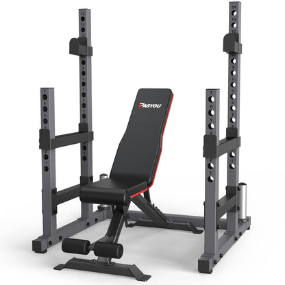 PASYOU Adjustable Squat Power Rack, Multifunction Squat Rack Heavy-Duty Stand, Weight Rack Stand, Push Up Strength Training Dumbbell Rack for Home Gym Equipment, Weight Benches, Max Load 1800 LBS
