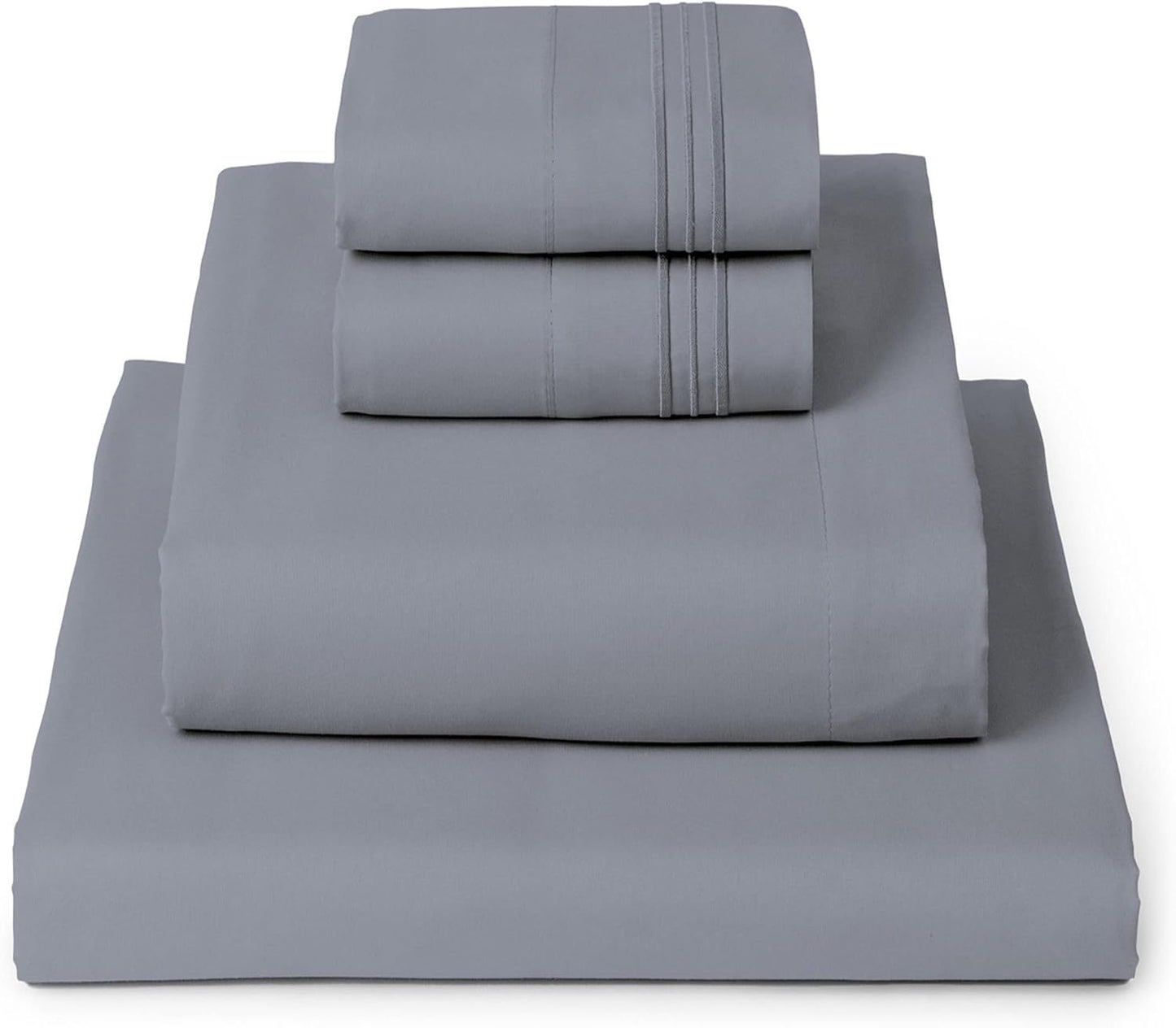Mellanni King Sheets Set - 4 PC Hotel Luxury Bedding | Extra Soft, Cooling, Wrinkle-Resistant (King, Mineral Gray)