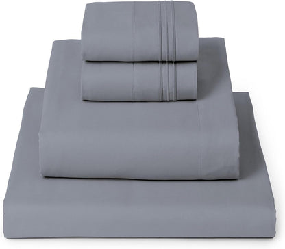 Mellanni King Sheets Set - 4 PC Hotel Luxury Bedding | Extra Soft, Cooling, Wrinkle-Resistant (Mineral Gray)