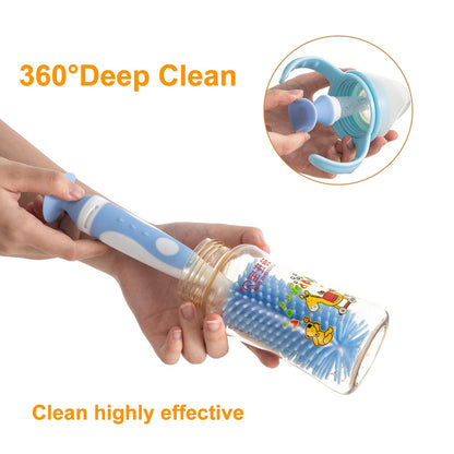 Chemimoso Multifunctional Cleaning Brush, Baby Bottle Brush, Bottle Brush Cleaner, Rotate The Suction Cup to Obtain The Small Bristle Brushes, Set Z, Yellow, Silicone and Nylon Brush