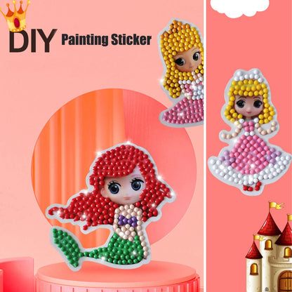 FLYSONG Diamond Art Kits for Kids, 5D DIY 24 PCS Mosaic Cartoon Princess Diamond Art Stickers Painting Gem Art Kits Crafts for Beginners Girls Boys