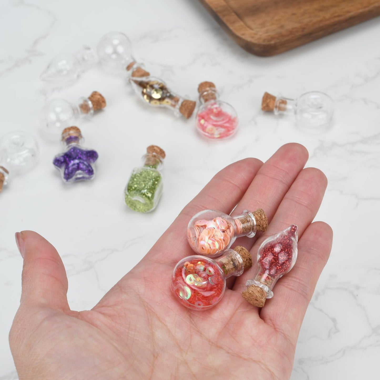 LYFJXX 50 Pieces Tiny Glass Spell Jars, Glass Wishes Bottle with Cork Stopper, Witchy Gifts, Birthday Gifts