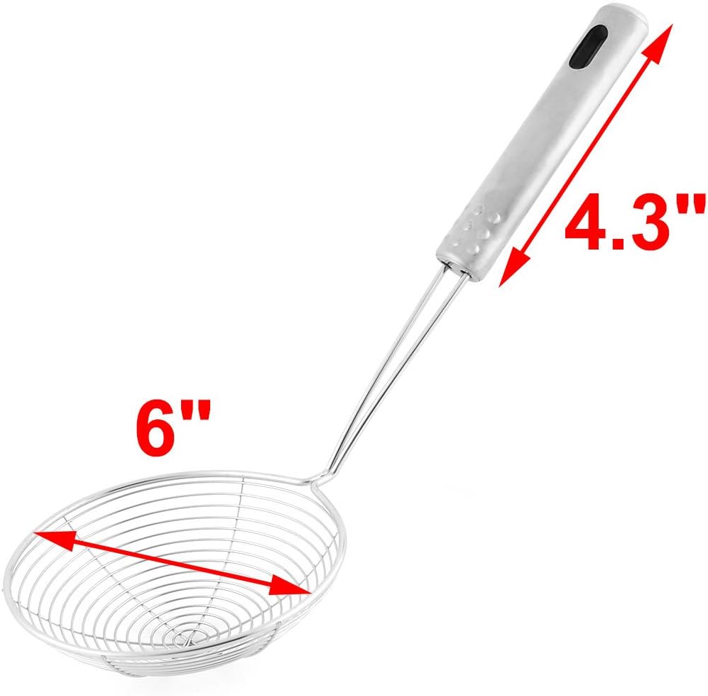 uxcell Metal Wire Spiral Mesh Kitchen Frying Skimmer Strainer Filter Ladle 6 Inch Diameter
