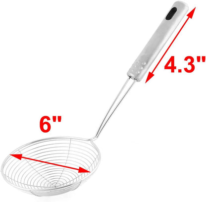 uxcell Metal Wire Spiral Mesh Kitchen Frying Skimmer Strainer Filter Ladle 6 Inch Diameter