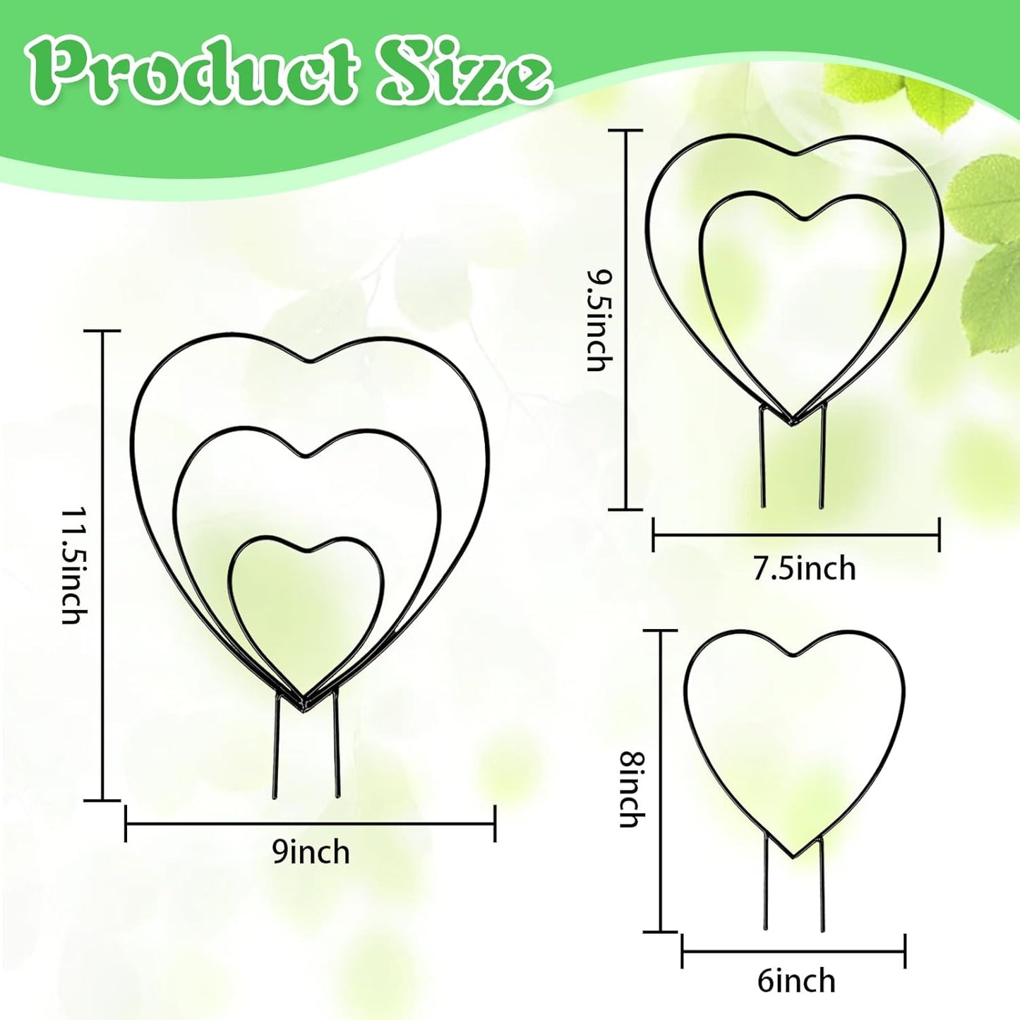 3 Set Hoya Trellis Size Indoor Plants Flower Support Stakes Round or Heart Metal Trellis Garden Tool Accessories