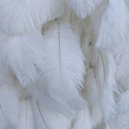UYCVT Flower Wall Panels White Ostrich Feather Artificial Blooms Flower Wall Panel Silk Floral Faux Ostrich Feather Wall Backdrop Decor for Wedding Party Event Brida