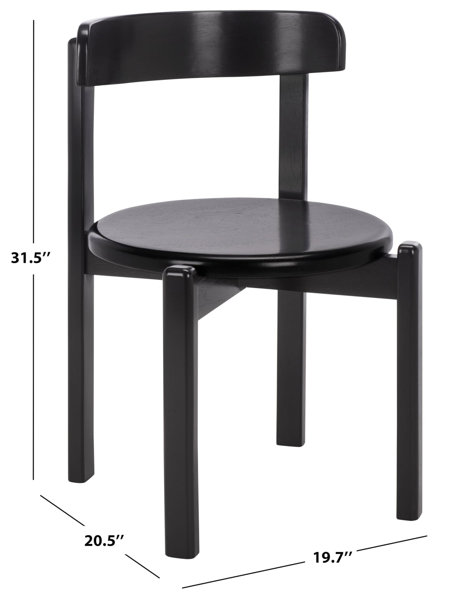 SAFAVIEH Furniture - Calixto Dining Chair Set of 2 - Black Solid Wood - Round Seat Modern Chair - Fully Assembled - Ideal for Dining Room, Kitchen, 19" Seat Height (DCH8809B-SET2)