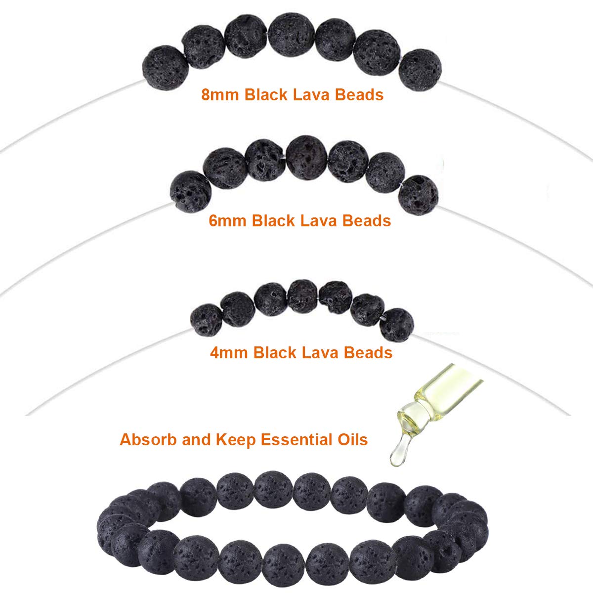EuTengHao 602Pcs Lava Beads Stone Kits with 8mm Chakra Beads and Spacers Beads Bracelet Elastic String for Diffuse Essential Oils Adult DIY Jewelry Making Supplies