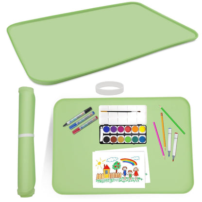 EEEKit Silicone Mat for Crafts, 23.6" x 15.7" Painting Mat with Raised Sides to Stay Tidy, Silicone Crafting Sheet for Crafts Creation, Green