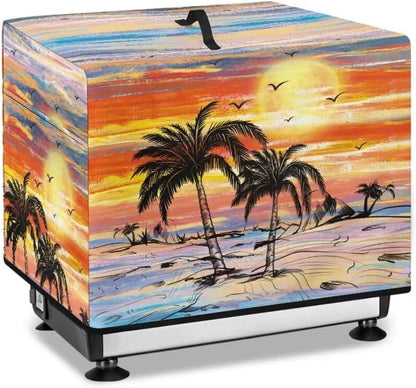 Palm Tree Sunset Dust Cover for Meat Slicer - Waterproof Foldable Cover for Kitchen Small Appliances