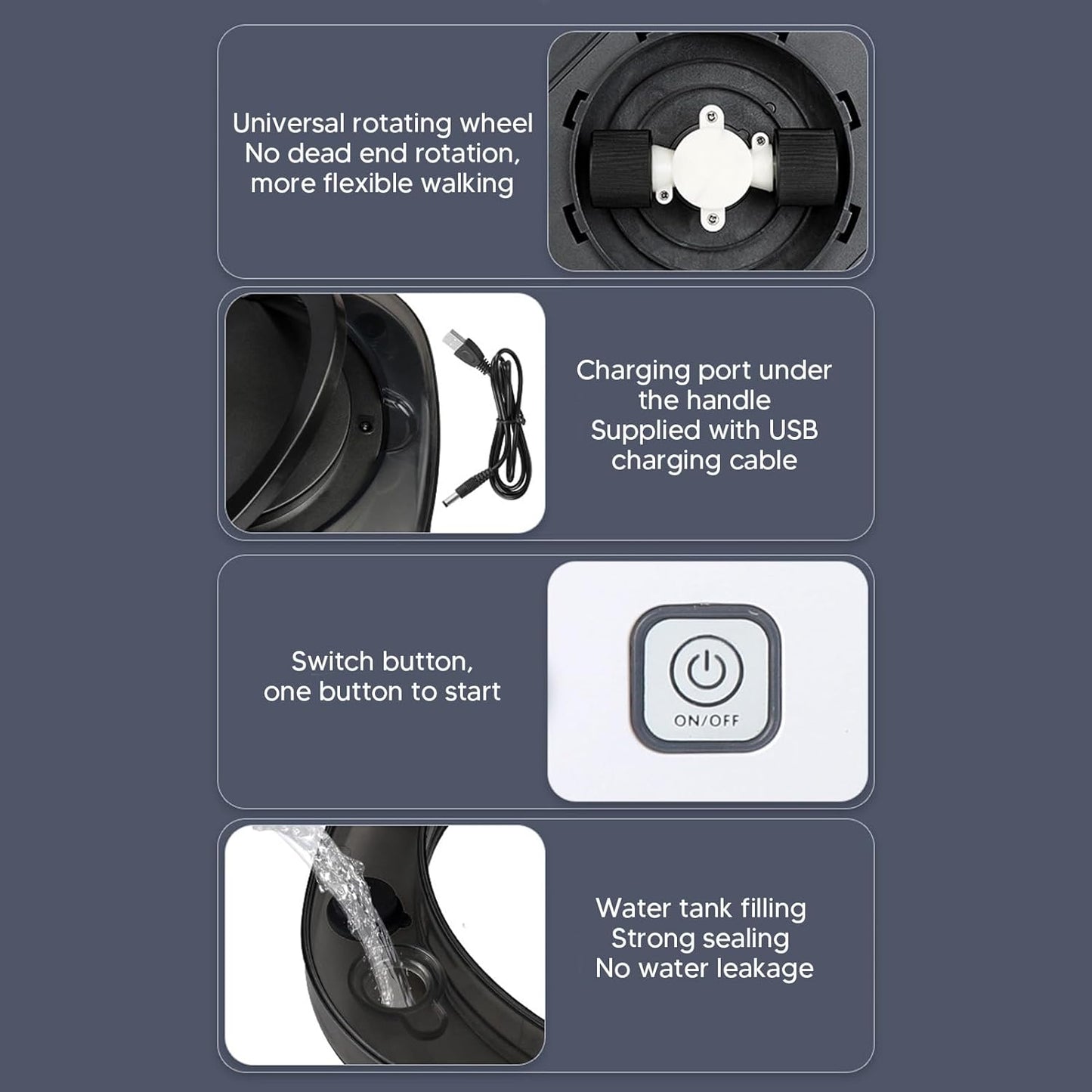 HURRISE Automatic Floor Mopping Robot, Mopping Robot with Water, Vacuum and Mop Cleaning Robot for Pet Hair, Hardwood