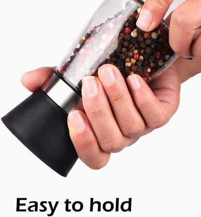 Salt and Pepper Grinder Shakers Set, Refillable Spice Mill Grinders (2.5 inches x 5.1 inches)