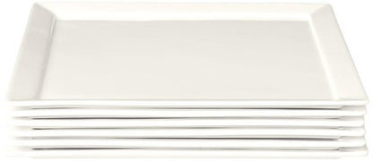 Fortessa Fortaluxe SuperWhite Vitrified China Dinnerware, Tavola 12-Inch Square Flat Bottom Plates, Set of 6