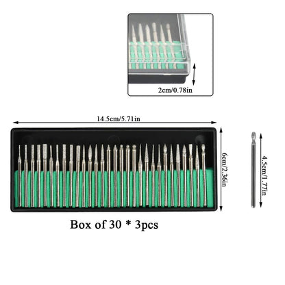 OctBird 90 Pcs Diamond Burr Bits Drill Kit for Engraving Carving Rotary Tool, 1/8"(3mm) Shank, for Glass, Gemstone, Metal