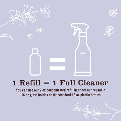 MRS. MEYER'S CLEAN DAY Multi-Surface Everyday Cleaner Concentrated Refills, 4 Concentrated Refills (2 Fl. Oz. each), Lavender Scent, Makes 64 Fl. Oz. Total