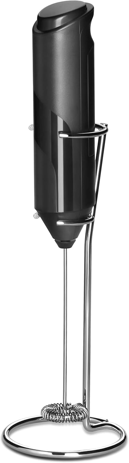 Simple Deluxe Handheld Milk Frother - Stainless Steel Stand, Battery Operated Whisk Drink Mixer for Coffee, Frappe,