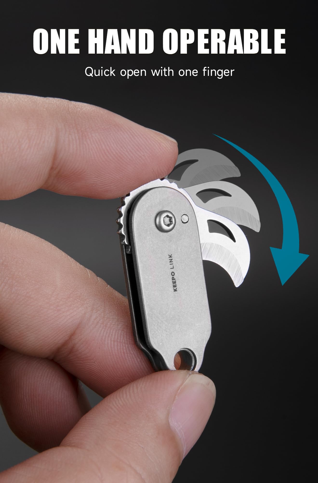 KEEPO LINK Mini Titanium Pocket Knife for Everyday Use – Razor-Sharp Versatile Blade, Small Folding Knife as an EDC Tool for Men (Gunmetal Grey)