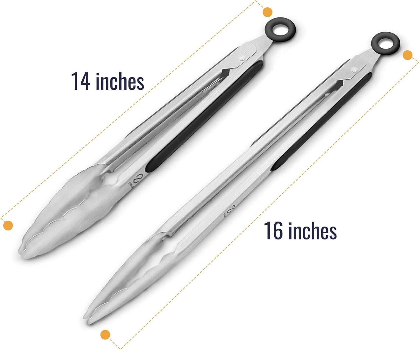 Z GRILLS Stainless Steel Tongs Set, 2 Packs with Heat Resistant Handle for Kitchen and Outdoor Barbeque