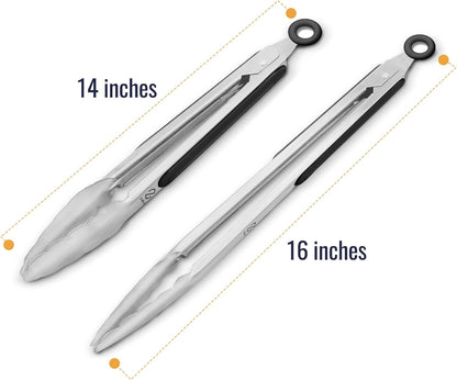 Z GRILLS Stainless Steel Tongs Set, 2 Packs with Heat Resistant Handle for Kitchen and Outdoor Barbeque