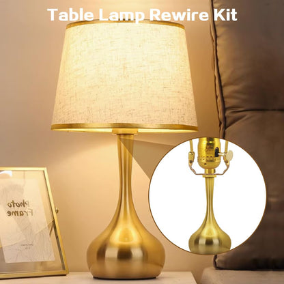 Asjeumt Lamp Rewire Kit Make a Lamp Repair Kits E26 Light Socket Matching Cord Wire Harp Making Supplies Set Lamp Wiring Kit for Table Floor Lamp with All Parts Needed for DIY Lamp - Antique Gold