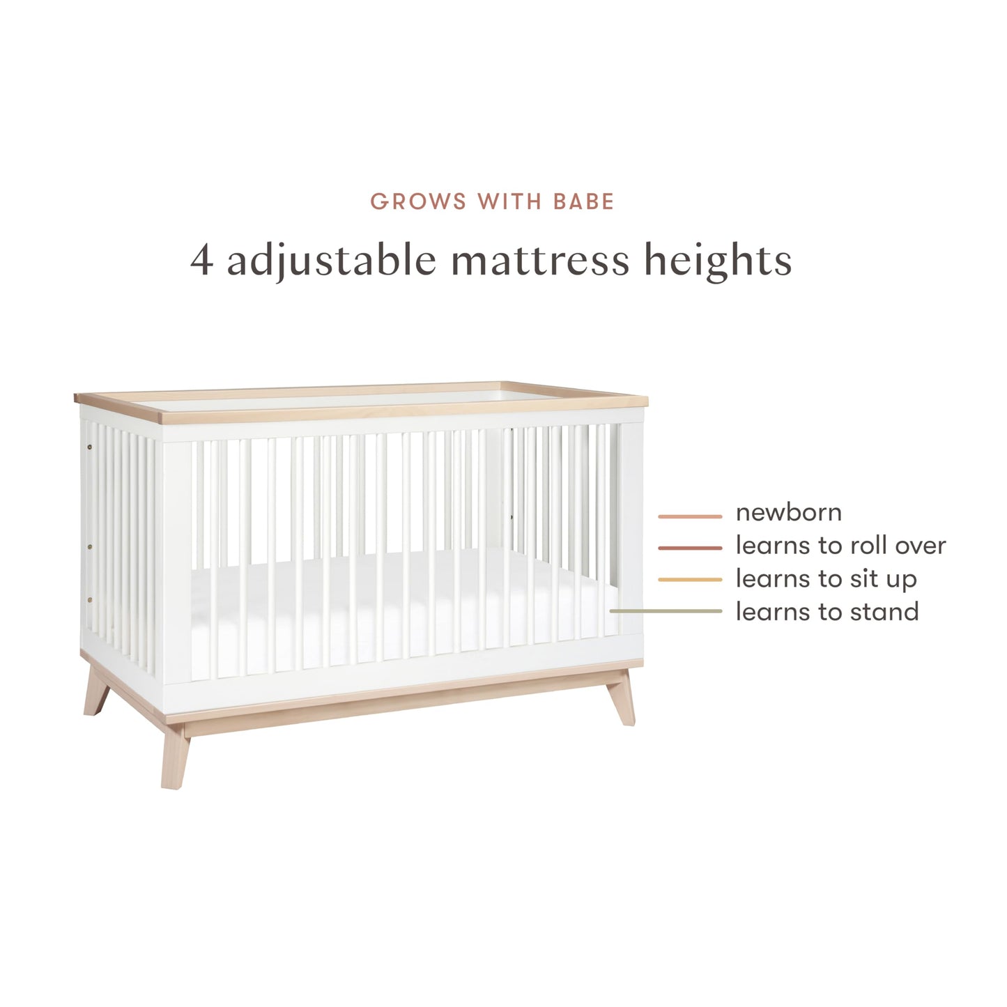 Babyletto Scoot 3-in-1 Baby Crib Convertible to Wooden Toddler Bed, Daybed - GREENGUARD Gold Certified - Easy Assembly, Made of 100% Solid Wood - Includes Toddler Conversion Kit - White/Washed Natural