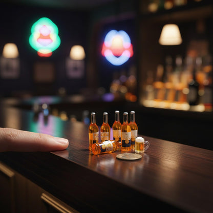 LOGOFUN 50pcs Miniature Wine Bottle Mini Fake Beer Bottles Toys Tiny Drink Accessories for Dollhouse Food Play Decorations