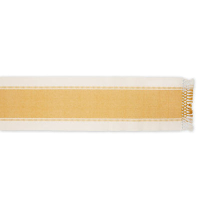 DII Dobby Stripe Woven Table Runner, 13x108 (13x113.5, Fringe Included), Honey Gold
