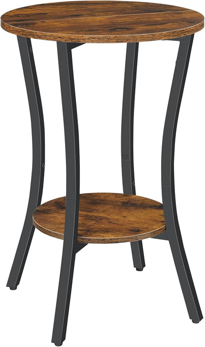 15.7", 2-Tier BF180BZ01 HOOBRO Round Side Table Sofa End Table, Small Storage Nightstand, for Small Spaces, Living Room