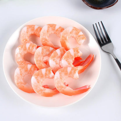 20PCS (1.77Inch) Realistic Artificial Shrimp Cooked Prawn Lifelike Peeled Prawns for Home Kitchen Seafood Market