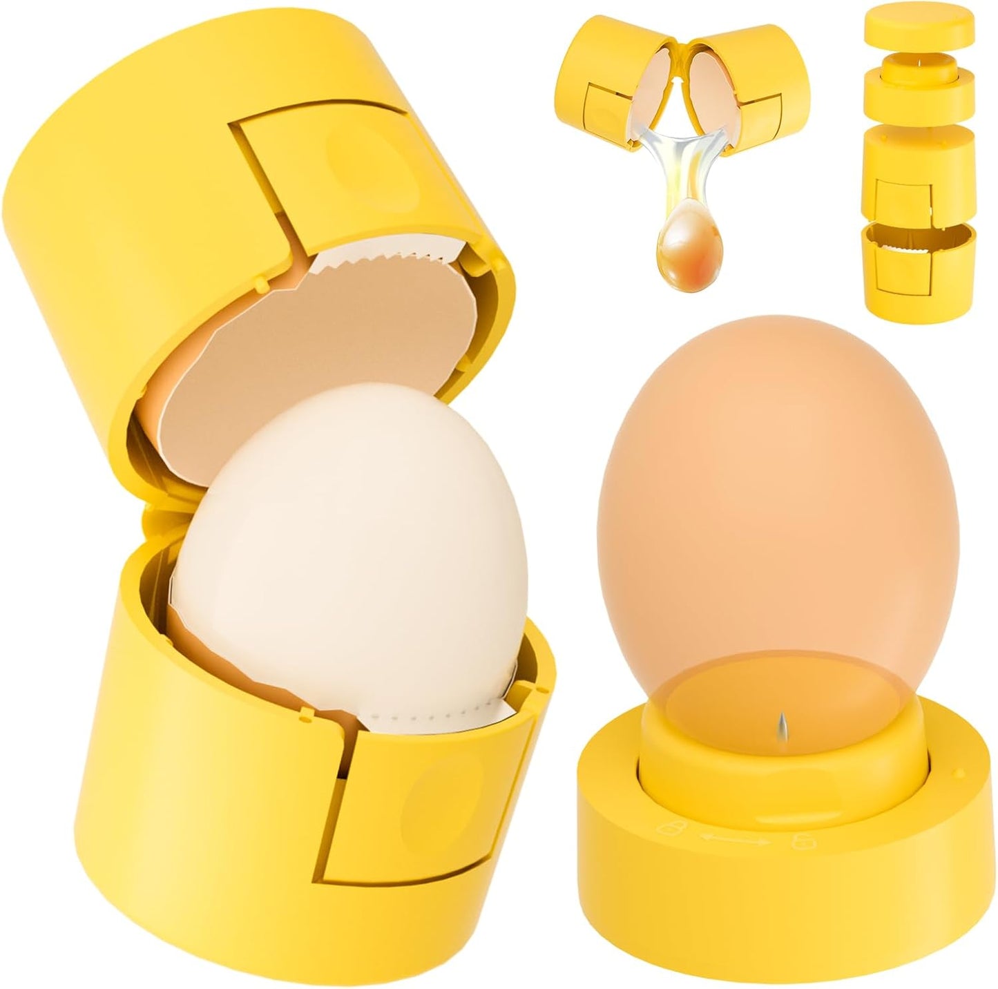 2 1 Innovative in Egg Shell Opener, Hard Boiled Egg Peeler Cracker with Piercer, Cute Egg Separator for Raw Eggs, Home