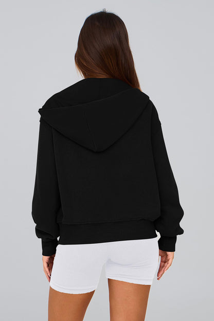 PRETTYGARDEN Hoodies for Women Sweatshirt Zip Up Hoodie Fall Fashion 2025 Trendy Long Sleeve Jackets Winter Clothing Outfits (Black,Large)