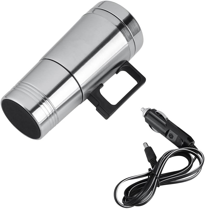 Asixx 12V/24V Car Heating Cup, 300ml Electric Kettle for Coffee, Tea, Water Mug, 304 Stainless Steel (24V)