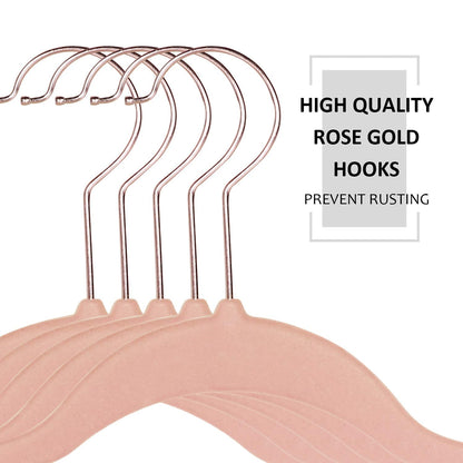 VECELO Premium Velvet Clothes Hangers Suit Heavy Duty (100 Pack)-Non Slip & Space-Saving with 12 Finger Clips & 2Tie Rack Excellent for Men and Women,Pink