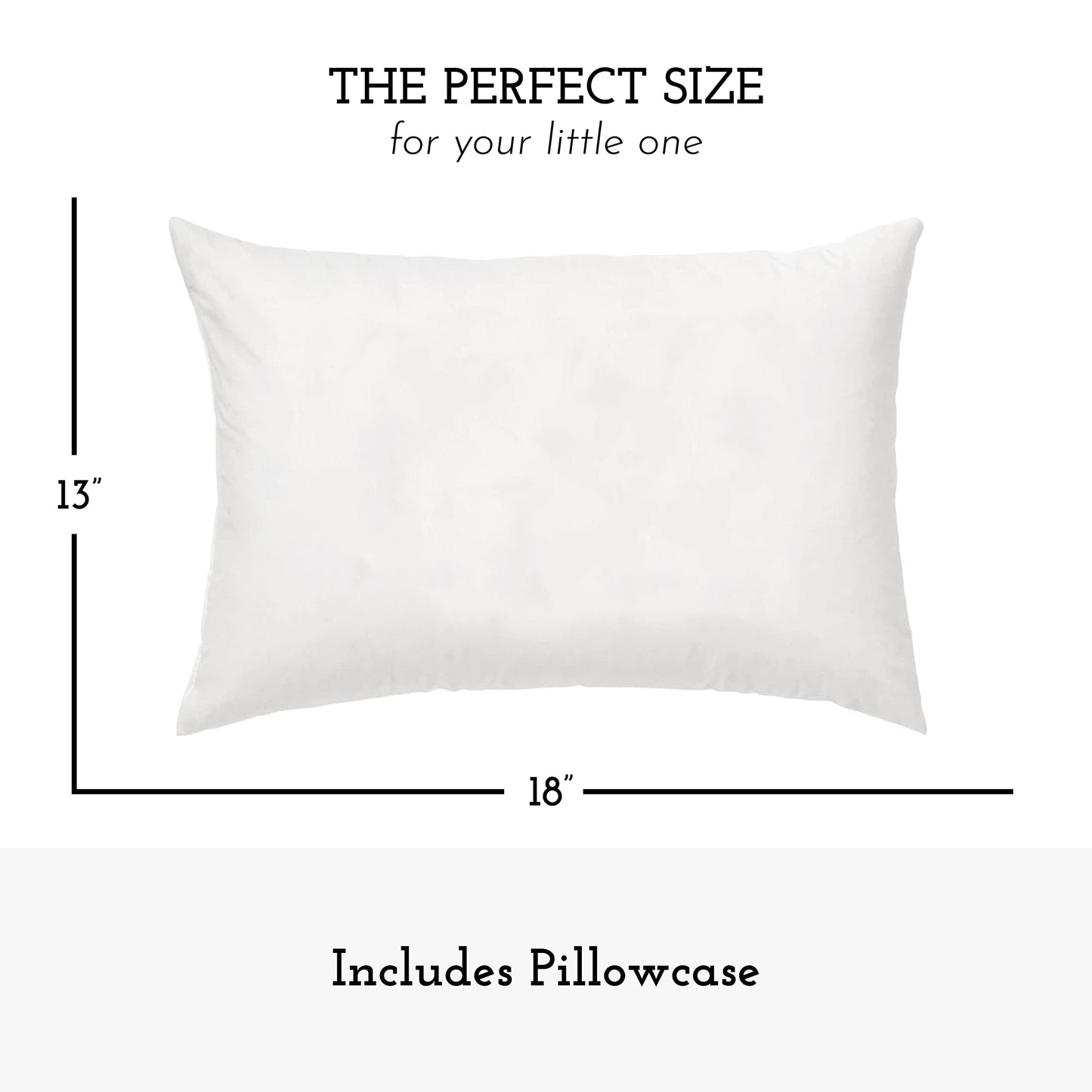 Little Sleepy Head Toddler Pillow with Pillowcase 13x18 - Kids Pillow for Sleeping - Toddler Pillow - Better Neck Support Ergonomic Pillow and Toddler Pillowcase - Best Pillows for Kids (White)