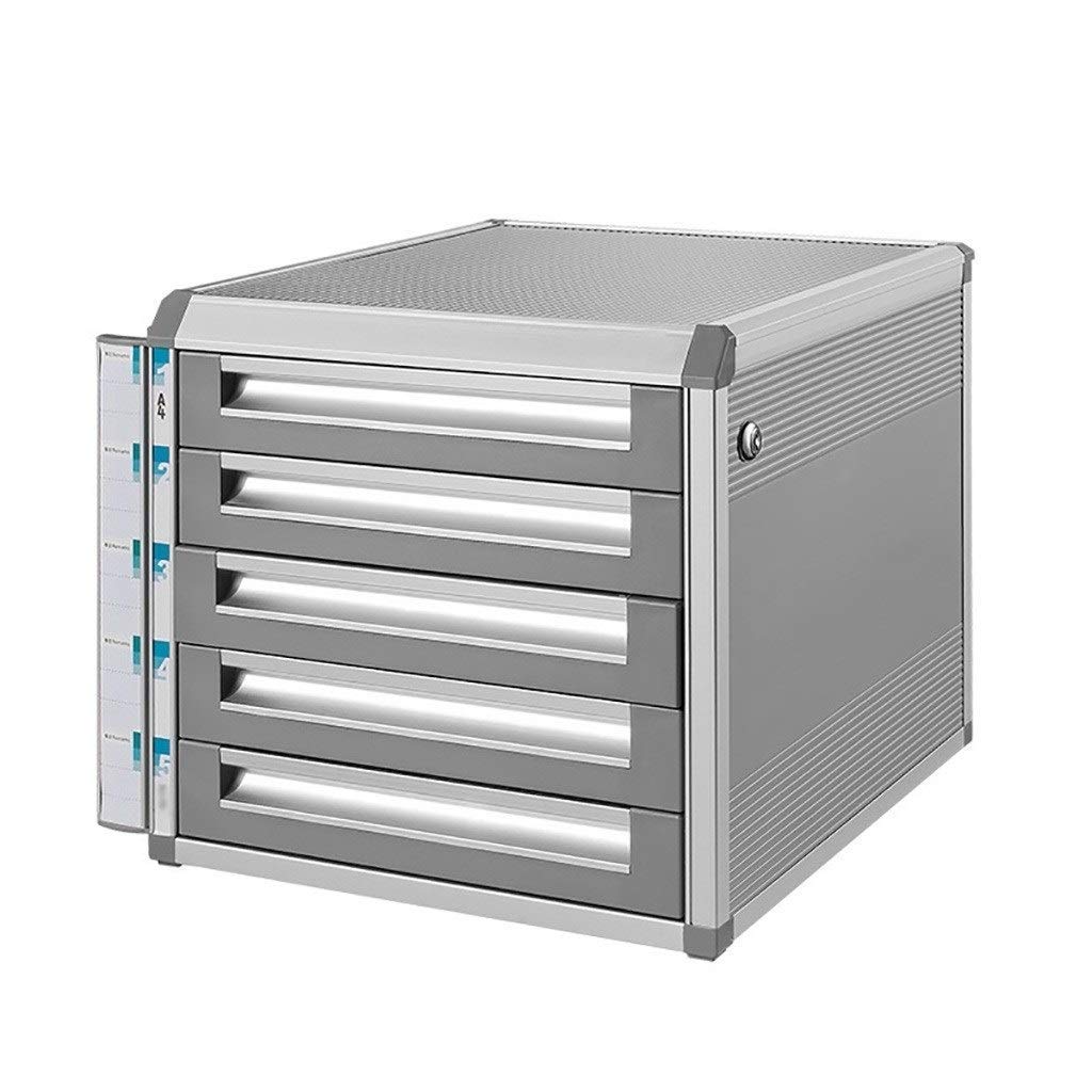 IIPOSAQQ Desktop Drawer Sorter 5 Drawers with Lock Safety Cabinet Storage Cabinet- Sliver(Size:12.6in14.4in11.92in) File Cabinets