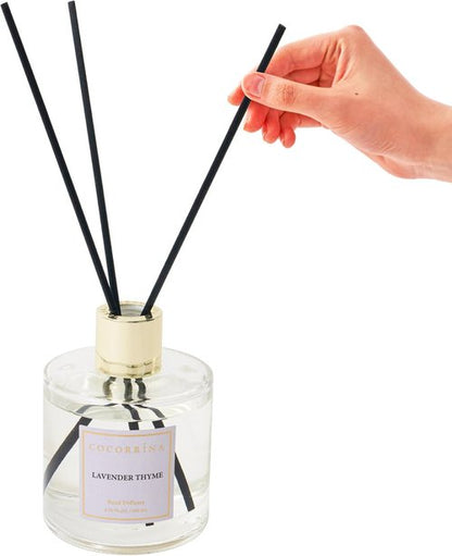 Cocorrína Flower Reed Diffuser - Lavender Thyme 6.7oz Scented Home Fragrance with Sticks | Elegant Bathroom Decor