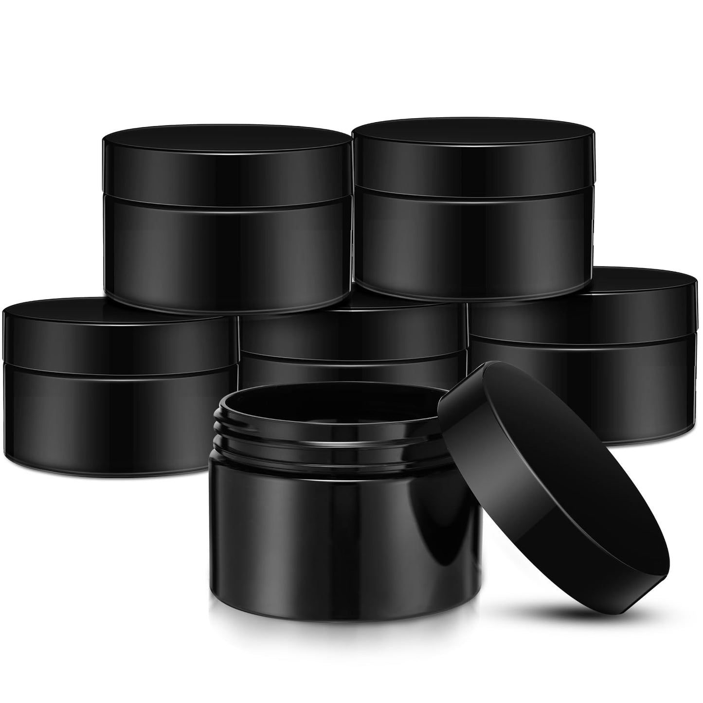 SATINIOR 24 Pieces Empty Clear Plastic Jars with Lids Round Storage Containers Wide Mouth for Beauty Product Cosmetic Cream Lotion Liquid Butter Craft and Food(Black,32 oz)