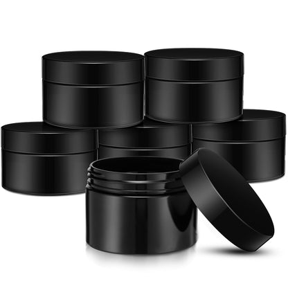 SATINIOR 24 Pieces Empty Clear Plastic Jars with Lids Round Storage Containers Wide Mouth for Beauty Product Cosmetic Cream Lotion Liquid Butter Craft and Food(Black,32 oz)