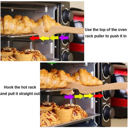 Wooden Oven Rack Puller,Shelf Puller,Long Handle Oven Puller Pusher Stick for Toaster Oven Air Fryer Baking Grilling Cooking,10" Length