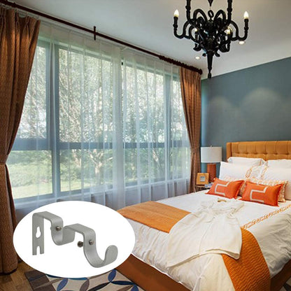 TLBTEK 3PCS Silver Curtain Rod Bracket, Heavy Duty Double Curtain Rod Hanging Brackets for Window, Bedroom, Home Drapery